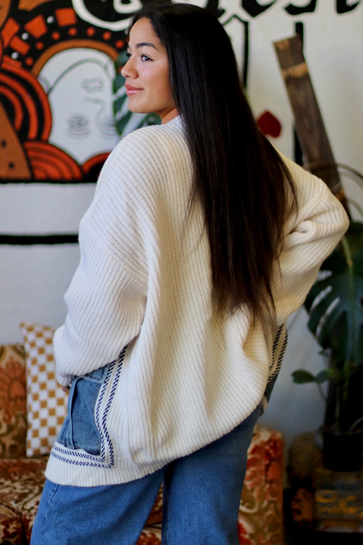 Oversized Denim Pocket Cardigan