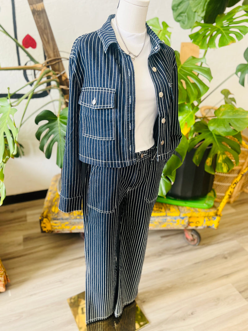 Old School Pinstripe Denim Pants