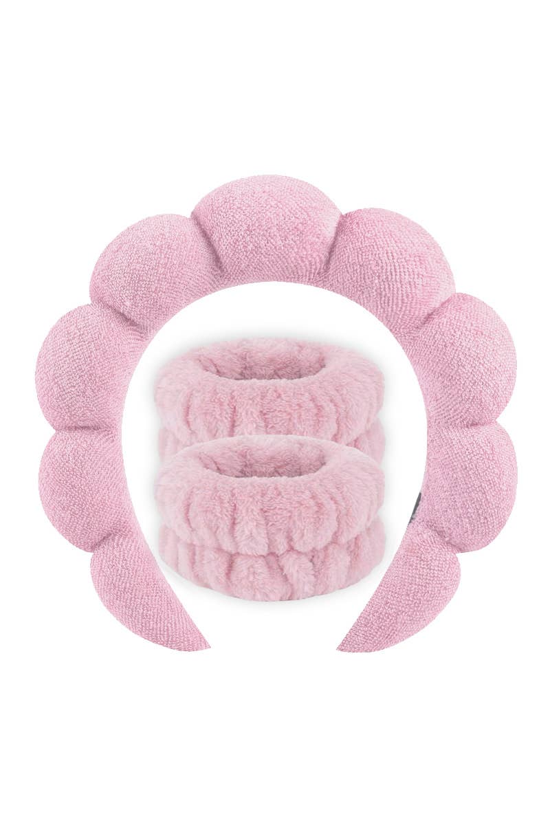 Pink Spa Headband & Wristband Set