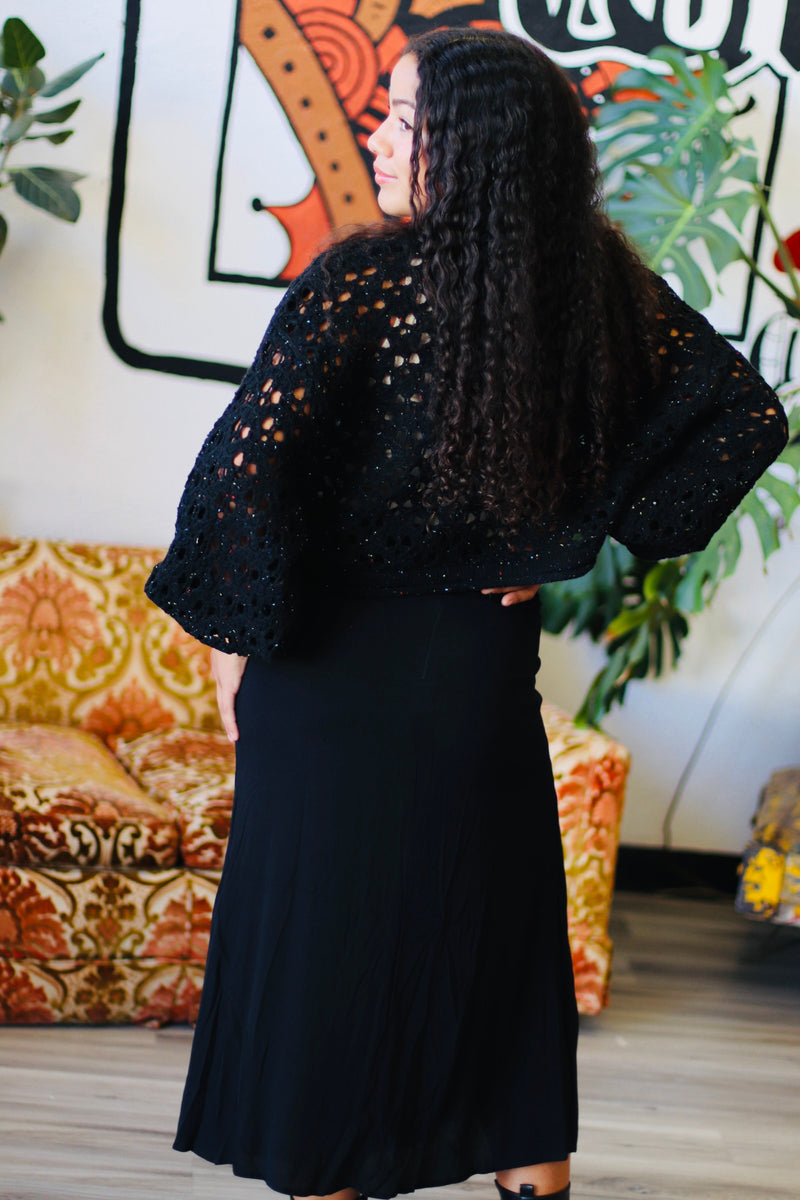 Black Side Slit Midi Skirt