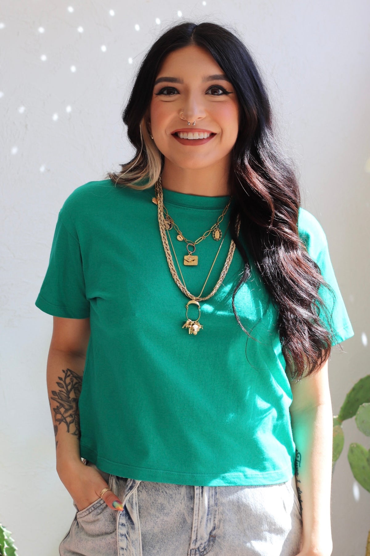 580 Basic Crop Tee + Green