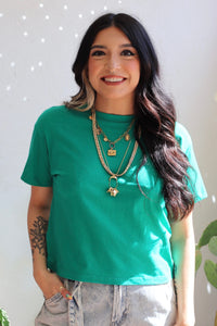 580 Basic Crop Tee + Green