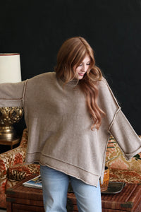 Oversized Ashen Mocha Inverted Seam Sweater