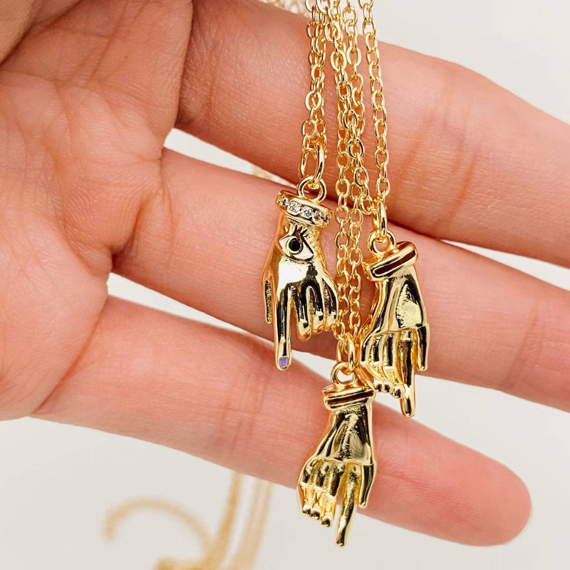 Gold Plated Hand Pendant Necklace