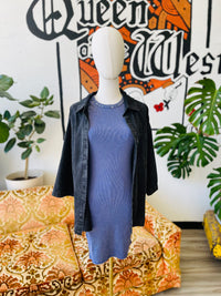 Lets Go Outside Ribbed Tank Dress in Dusty Indigo