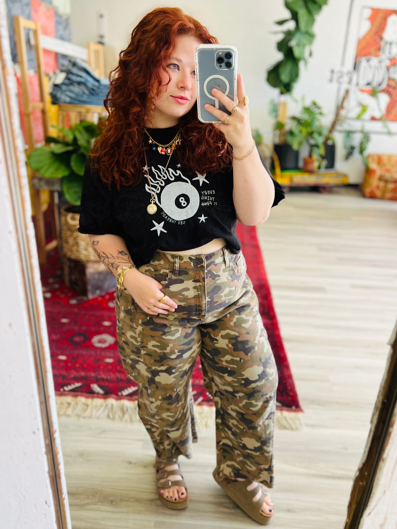Eliza Camo Barrel Jeans