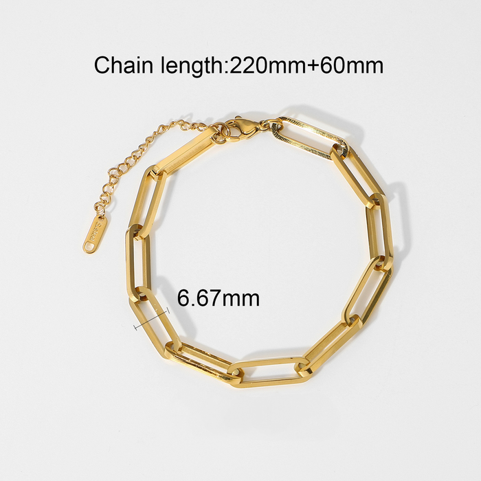 18K Gold Plated Paperclip Bracelet