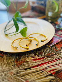 Inlaid Stone 18K GP Spiral Cuff + Tigers Eye