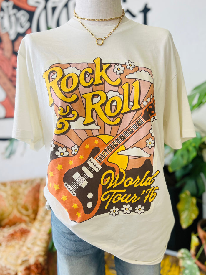 Mineral Wash Rock & Roll Tee + Ivory