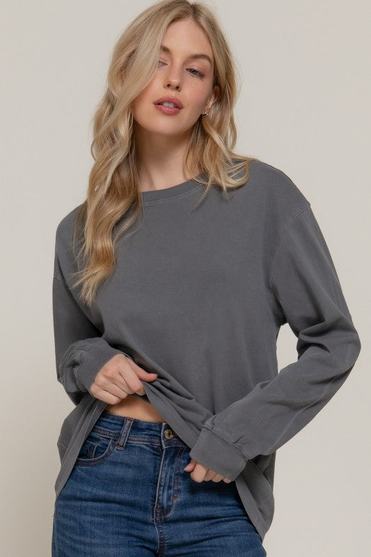 Basic Long Sleeve Top + Grey