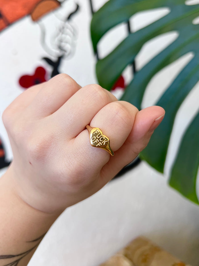 F*ck Off Heart 18K Gold Plated Ring - Best Seller!