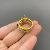 Two Tone 18K Gold Plated 4 Layer Stacked Safety Pin Ring