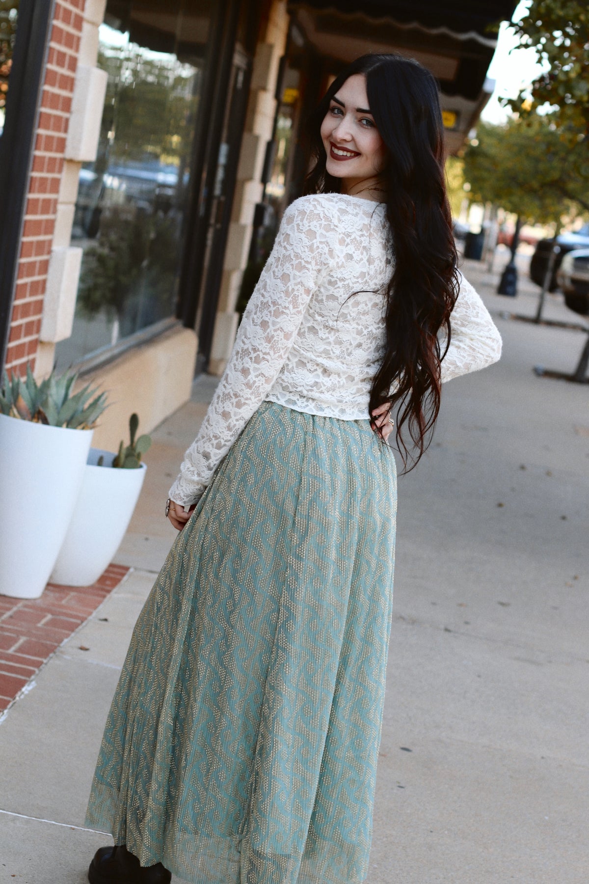 Goldie Flowy Midi Skirt +Sky