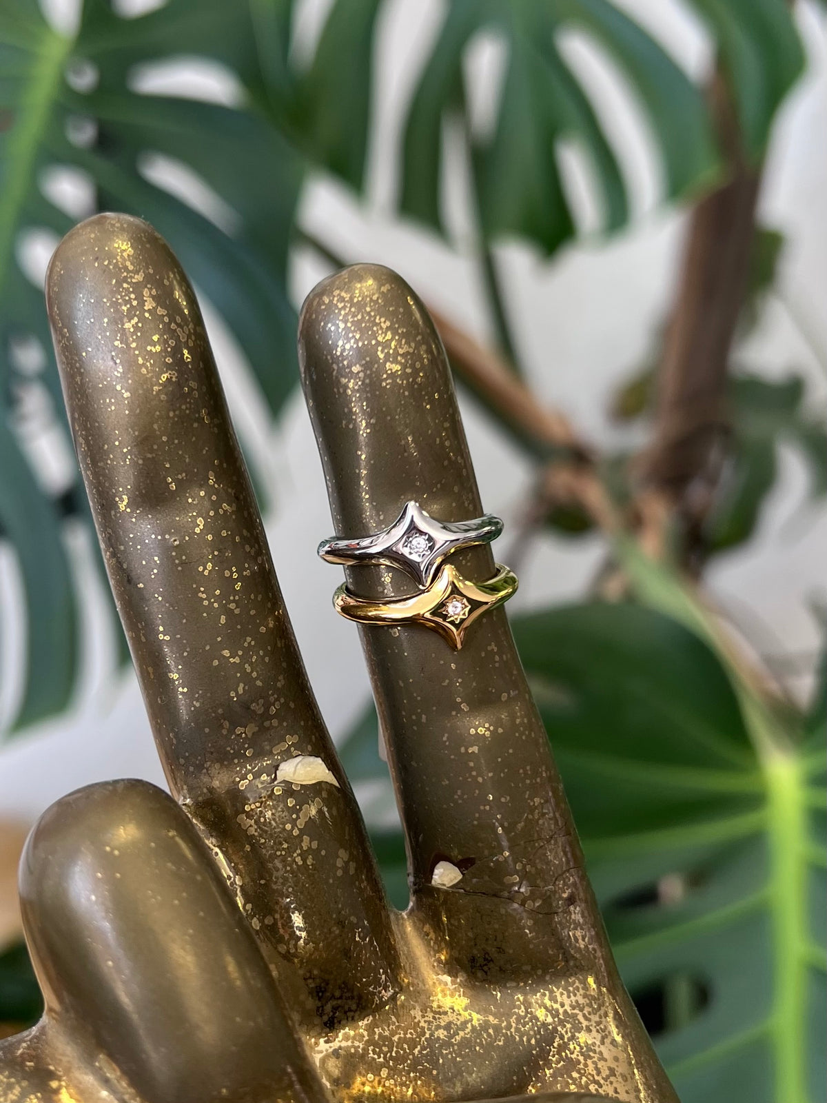 CZ Inlaid Star 18K Gold Plated Ring in Gold