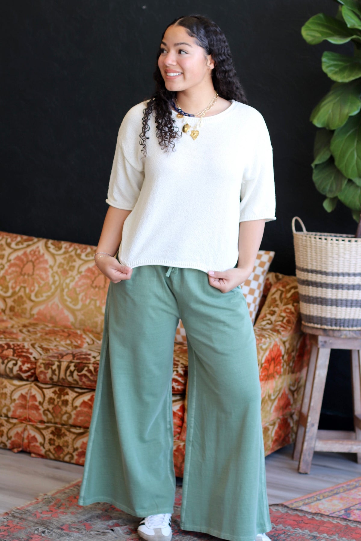 Raw Edge Boxy Knit Sweater + Cream