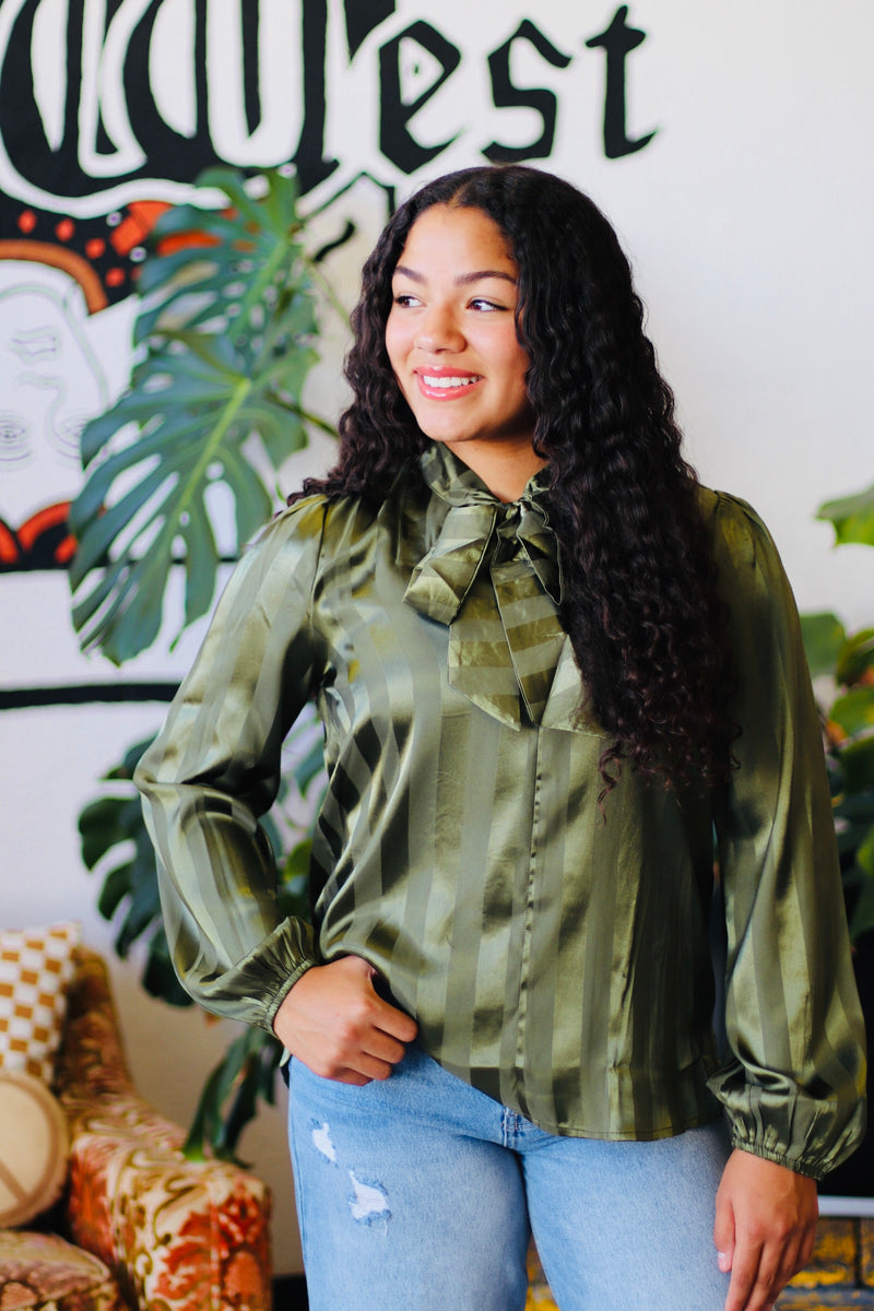 Pretty Green Striped Blouse