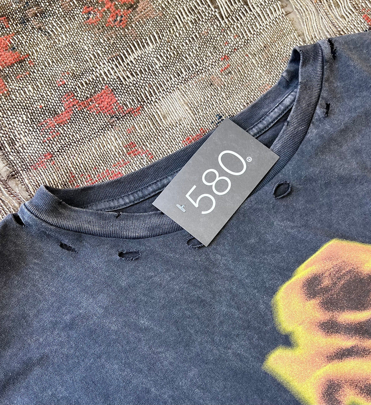 Blurry Rose Distressed Vintage-Wash Graphic Tee