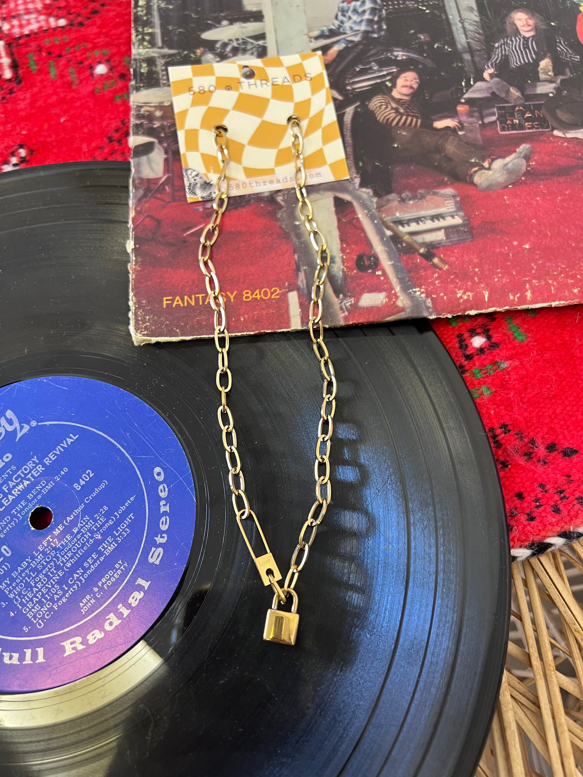 18K Gold Plated Waterproof Lock Chain Necklace