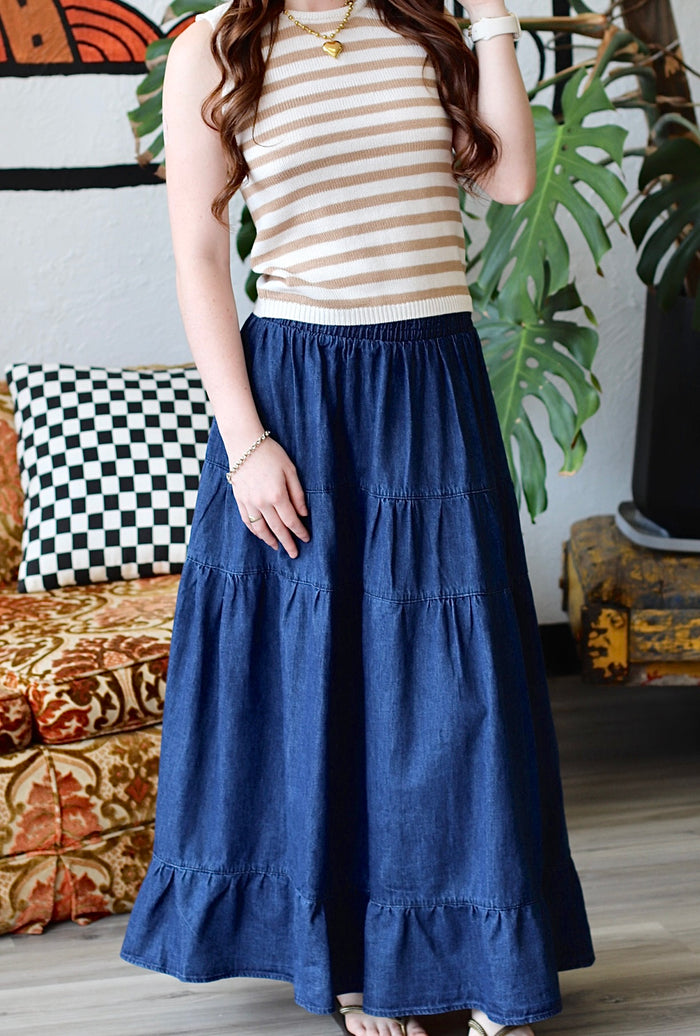 Springsteen Denim Midi Skirt