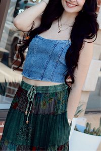 Davi Denim Corset + Dark Wash