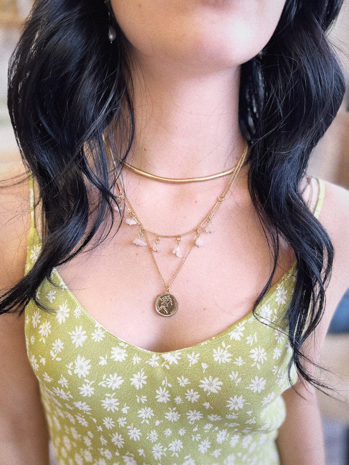 Stone & Coin Layer Necklace