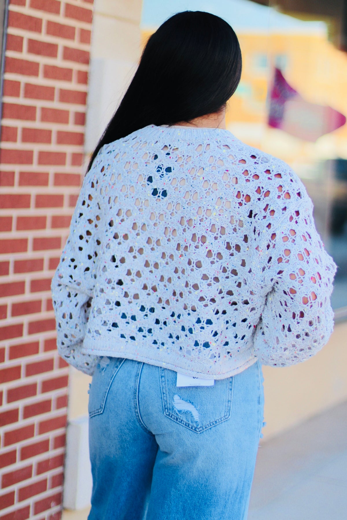 Crochet Cropped Sweater + Beige