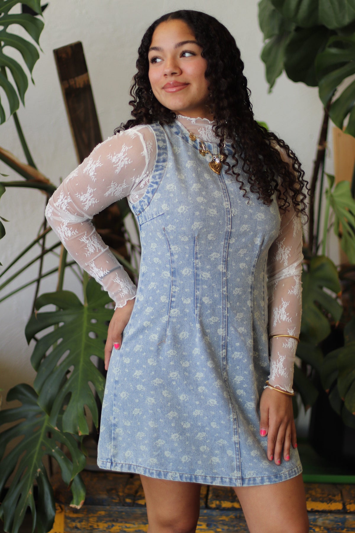 Floral Denim Mini Dress