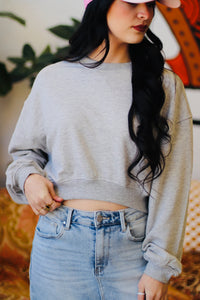 Stay Cozy Crop Sweatshirt in Grey