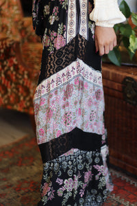 Penelope Patchwork Wide Leg Pants + Black