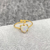 Lucky Opal 18K Gold Plated Adjustable Ring Heart