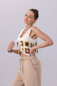 Boho Granny Square Crochet Vest