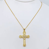 CZ Filigree GP Cross Necklace