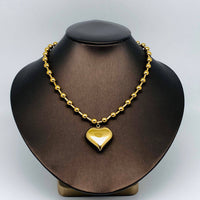 18K Gold Plated Puffy Heart Necklace