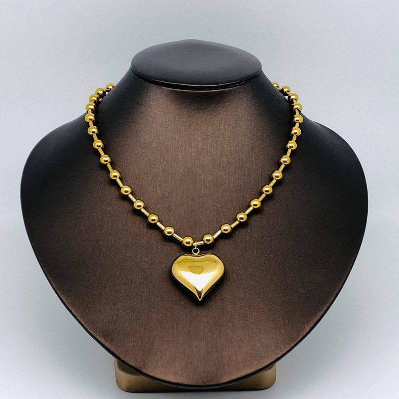 18K Gold Plated Puffy Heart Necklace