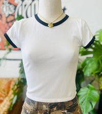 Cropped Ringer Tee + White