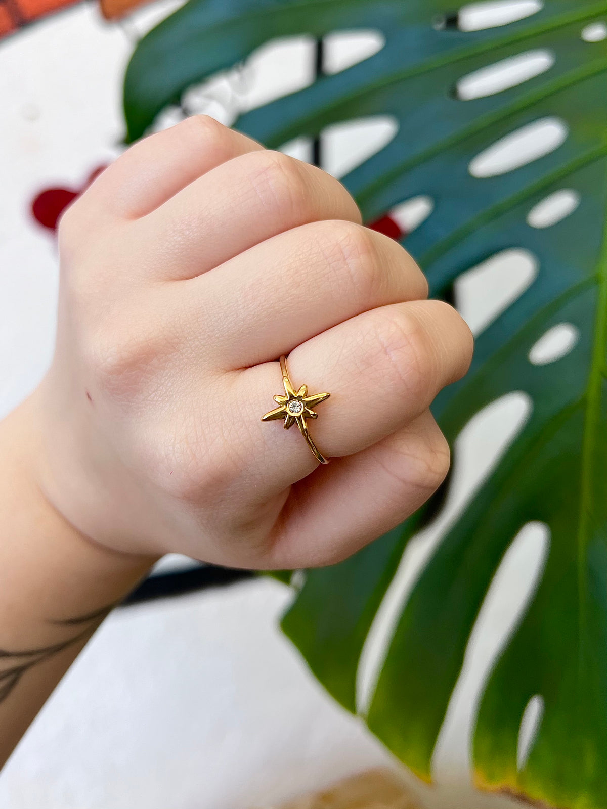 Star 18K Gold Plated Stainless Steel Adjustable Ring