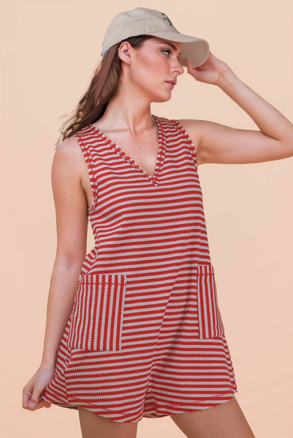 580 Striped Rust Casual Romper