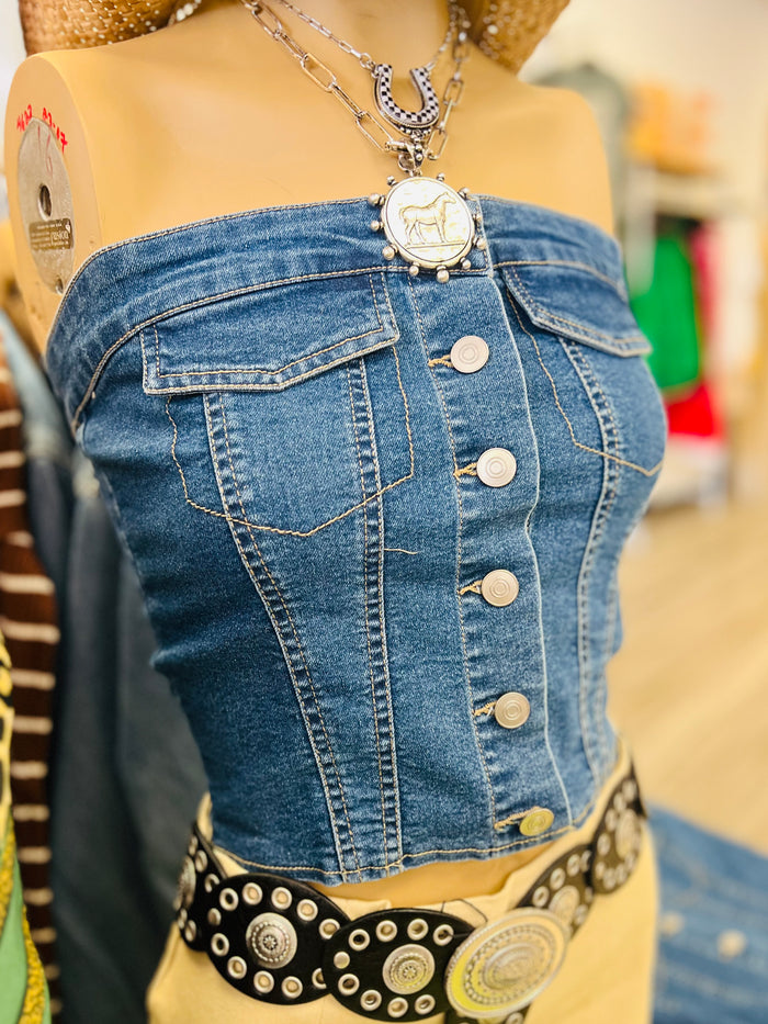 Dolly Denim Tube Top