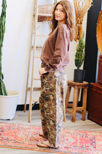 Eliza Camo Barrel Jeans