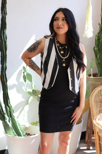 Striped Denim Vest