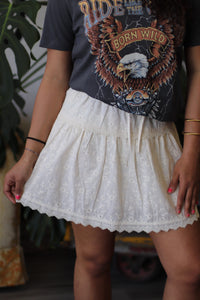 Darla Eyelet Mini Skirt in Cream