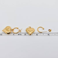 18K Gold Plated Stainless Steel Heart Charm Pendant Earrings