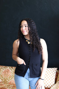 Stephanie Split Hem Knit Vest in Black