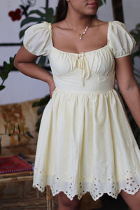 Belle Mini Dress in Butter Yellow