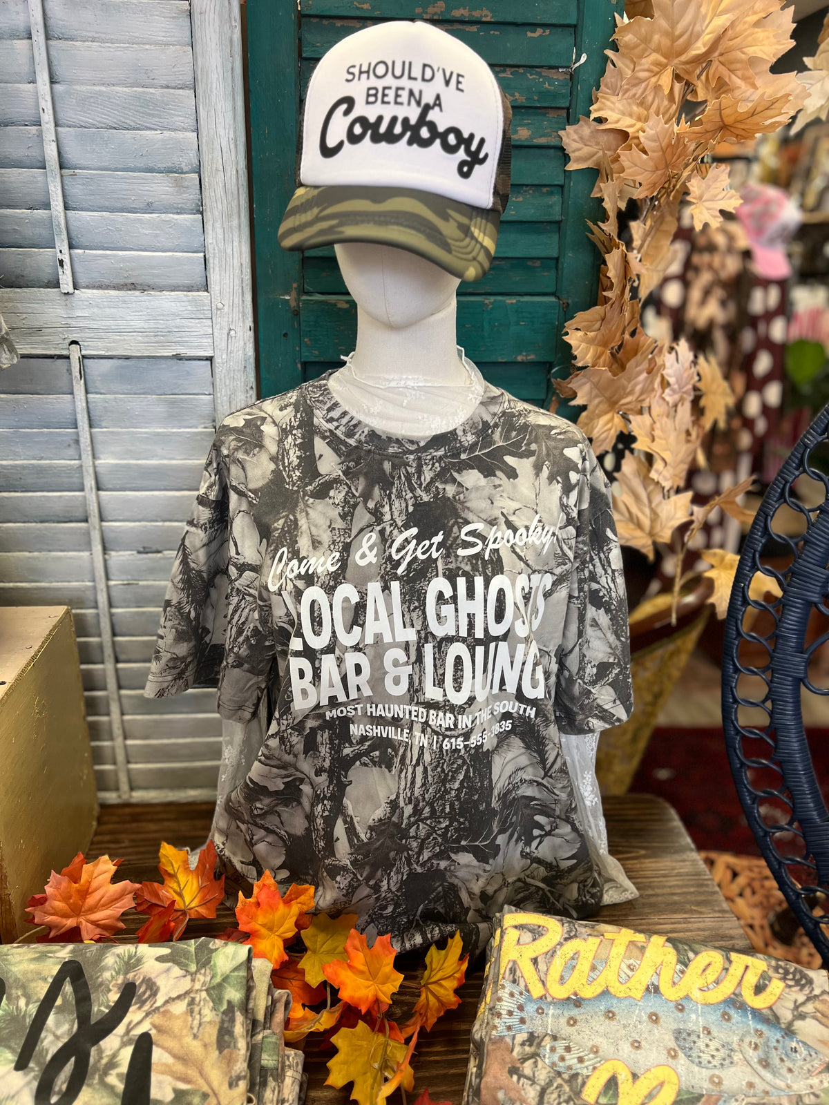 Camo Local Ghosts Bar & Lounge Boxy Cotton T-Shirt