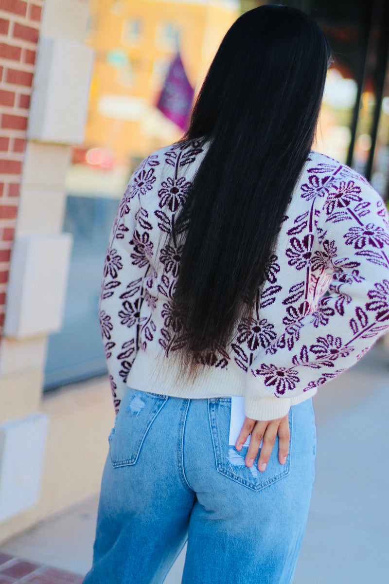 Berry Floral Sweater
