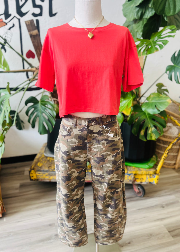 Robin Red Cropped Cotton Tee