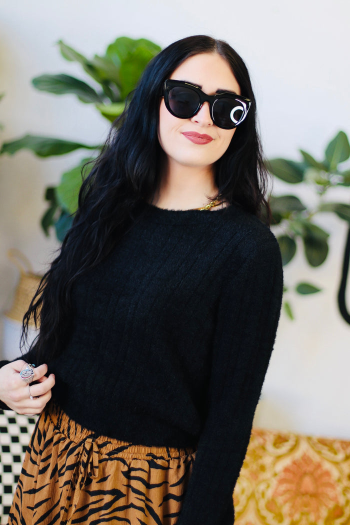 Fuzzy Feelings Sweater in Black