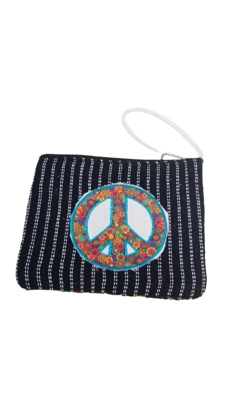 Cotton Peace Sign Coin Purse