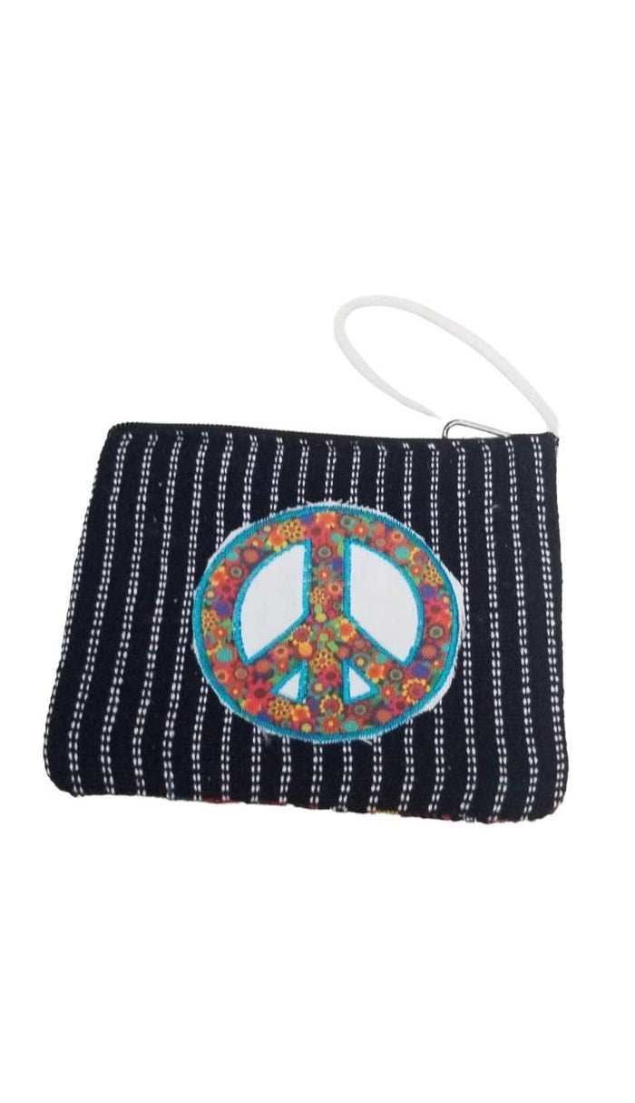Cotton Peace Sign Coin Purse